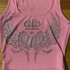 Pink Rhinestone Y2K Top